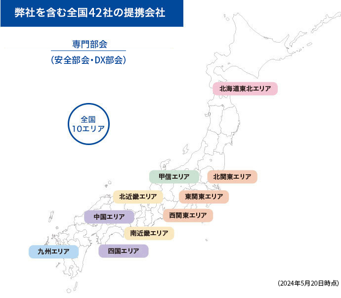 弊社を含む全国42社の提携会社